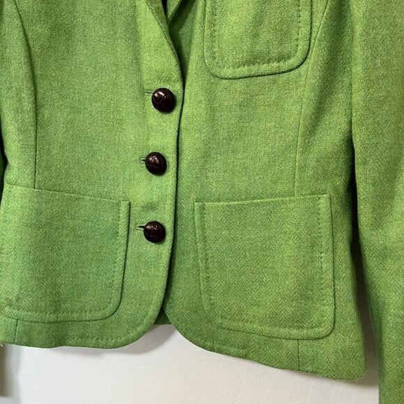 J Crew Robert Noble Scotland Wool Blazer Size 4 Green Academia Goblincore FLAW - Picture 5 of 11